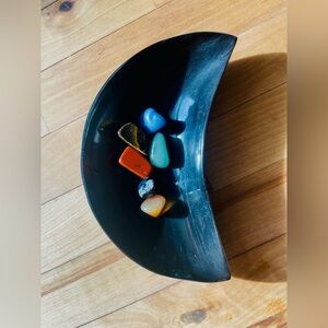 Crescent Moon Dish W/Crystals